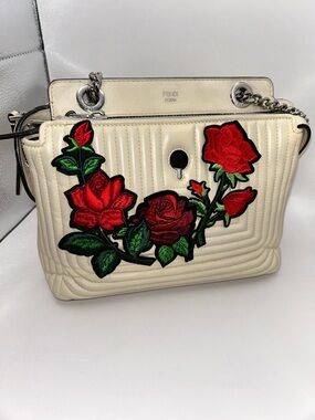 Fendi Dotcom Click shoulder bag Red Floral Embroidery